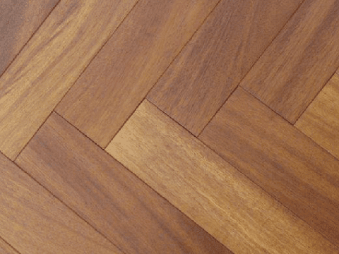 Iroko herringbone engineered wood floor