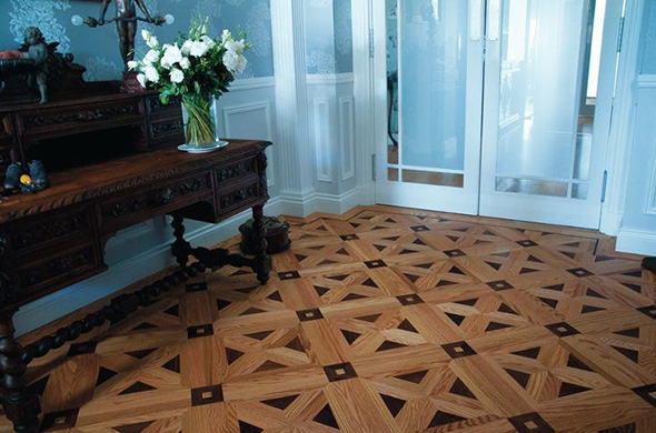 Custom brown parquet engineered wood flooring