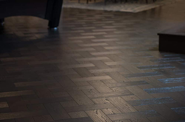 Custom dark parquet engineered wood flooring